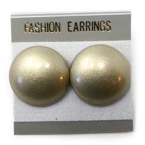 Vintage 80s Pierced Button Earrings Gold Metallic Look New Old Stock - Hey Viv